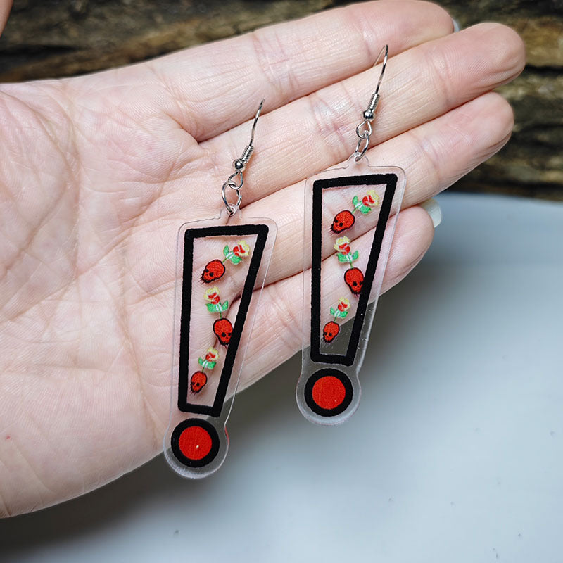 Wholesale Punk Red Skull Rose Question Mark Earrings