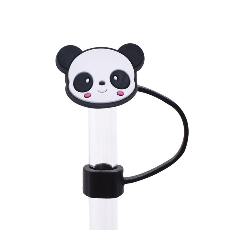 Wholesale Random 100pcs Cute Panda Series PVC Soft Straw Tube Cap