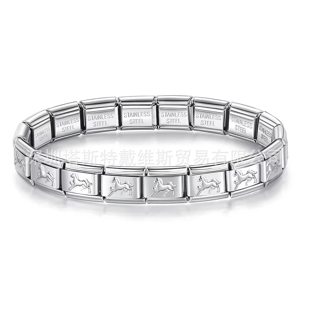 Wholesale  Italian Charm Bracelet 9mm DIY  single-section  Creative Stainless Steel Composable Bracelet