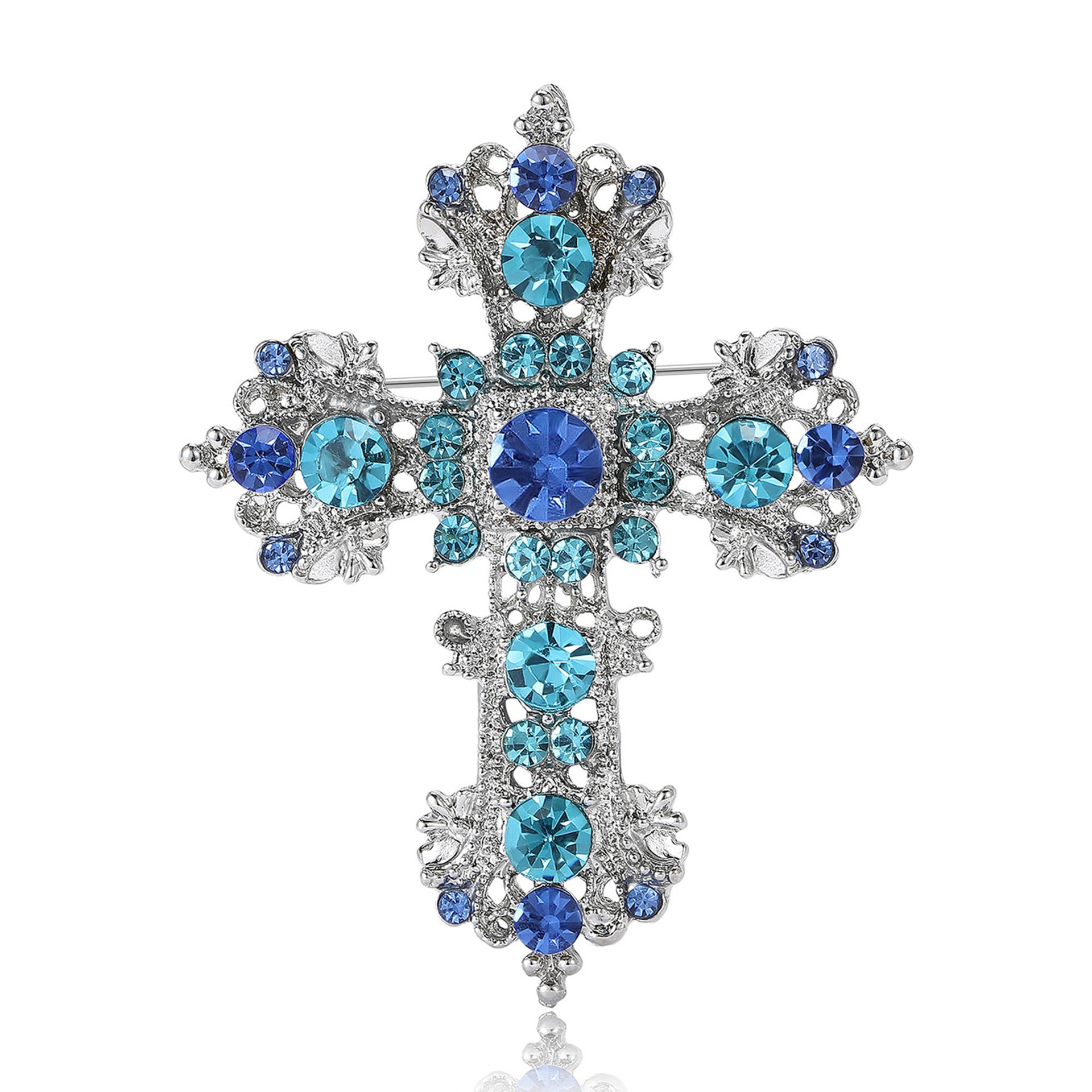 Wholesale Trendy Alloy Cross Brooch Pin Women Chic Clothing Corsage Party Gift Accessory