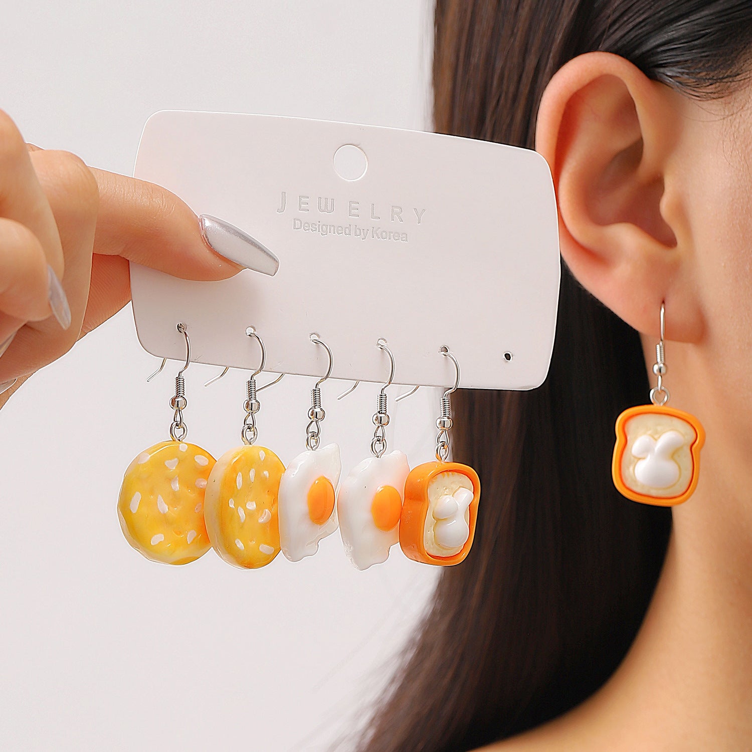 Wholesale Funny Donut Earrings Set For Women White Plastic Resin Party Gift Boutique Resale