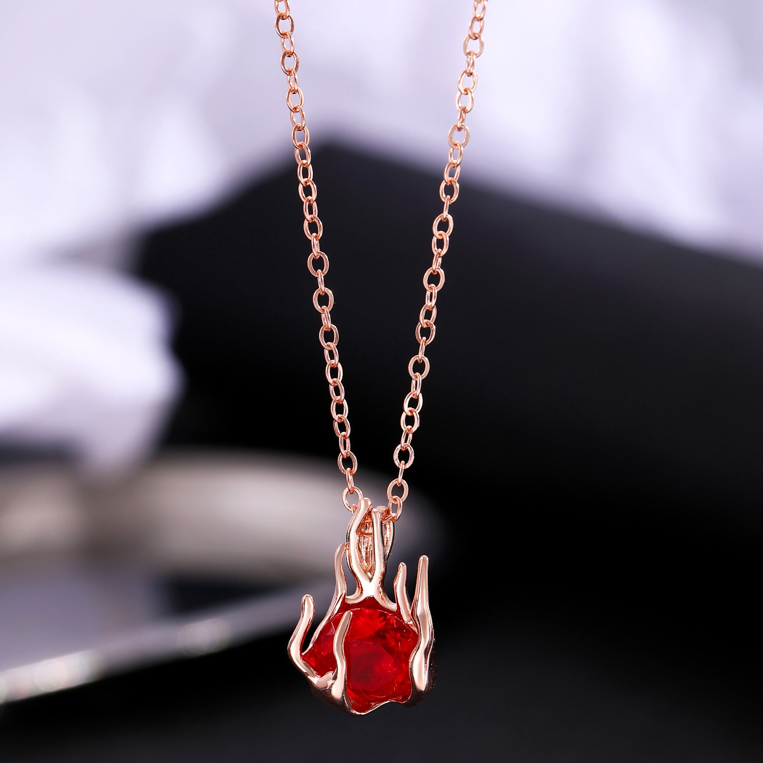 Wholesale Love Rose Necklace  Flower Heart-shaped Clavicle Chain