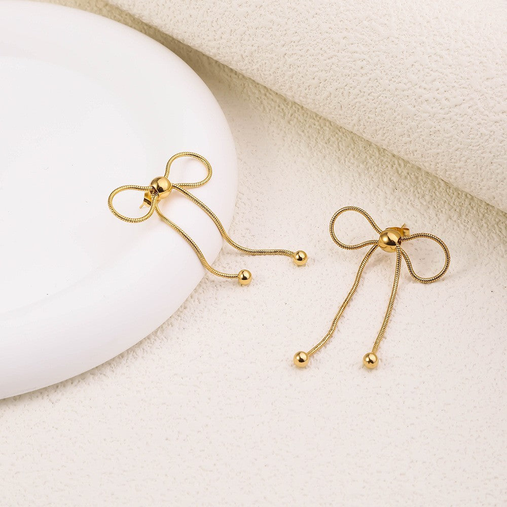 Wholesale Love Mirror Tassel Stainless Steel Earrings