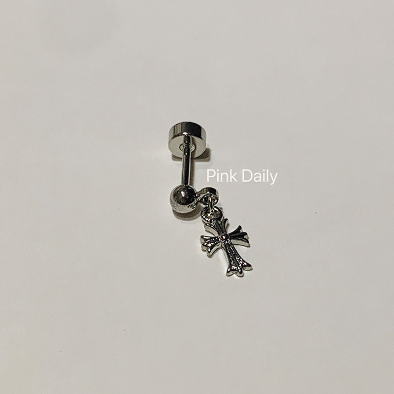 Wholesale Halloween  Super Flash Full Diamond Cross Ear Bone Nail  Titanium Steel Earrings