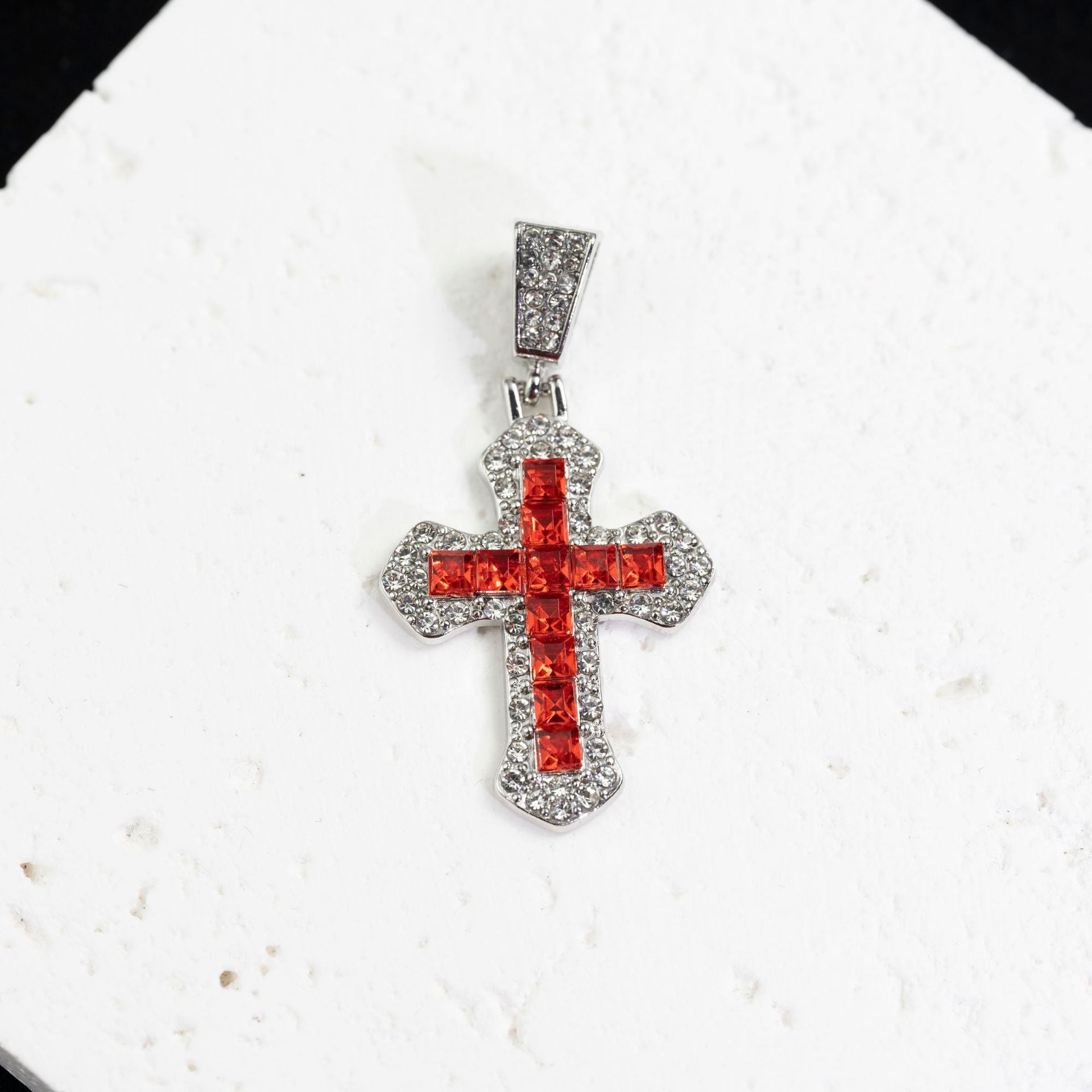 Wholesale Titanium Steel Hip Hop Cross Pendant Necklace Zircon Studded Sweater Chain For Everyday Wear