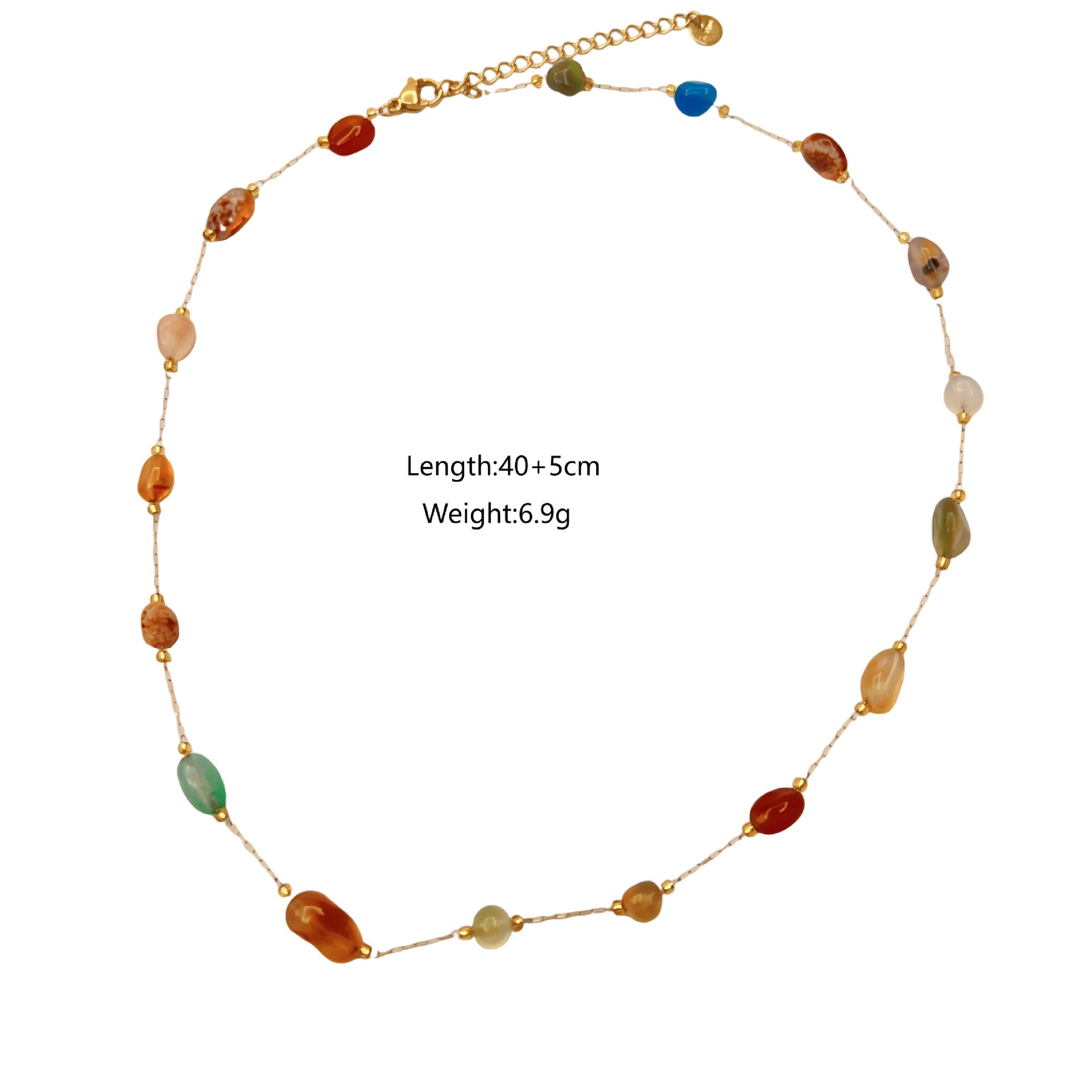 Wholesale  Stainless Steel Powder Diamond Love  Necklace Natural Stone Beaded Jewelry