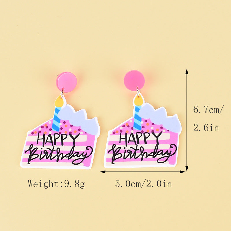 Wholesale Acrylic Birthday cake earrings