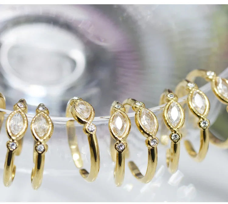 Wholesale Stainless Steel Ring Opening Adjustable Inlaid Zircon  Ring