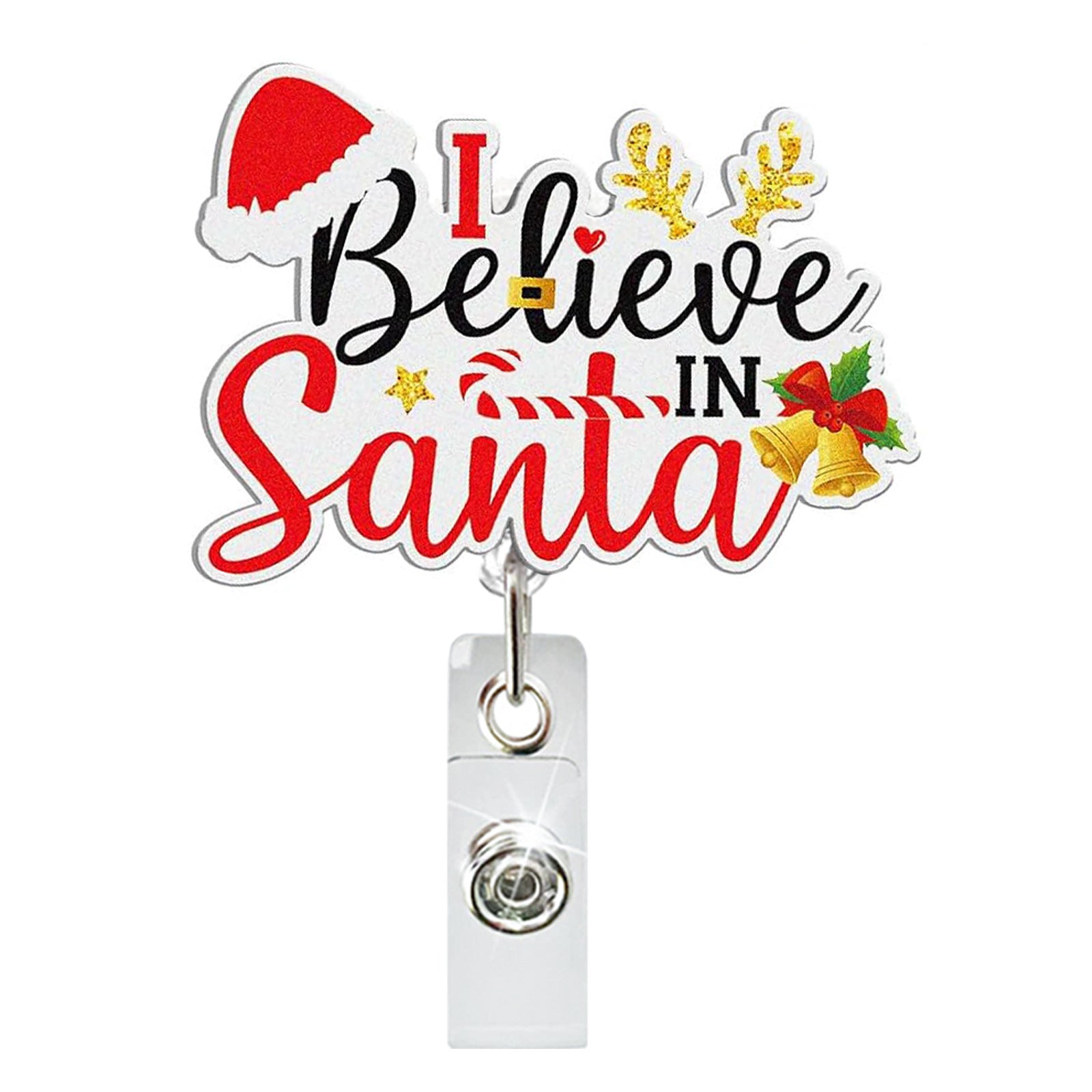 Wholesale Christmas Acrylic Christmas Tree Candy Retractable Rotating Badge Clip Keychain ACC-KC-QiDing019