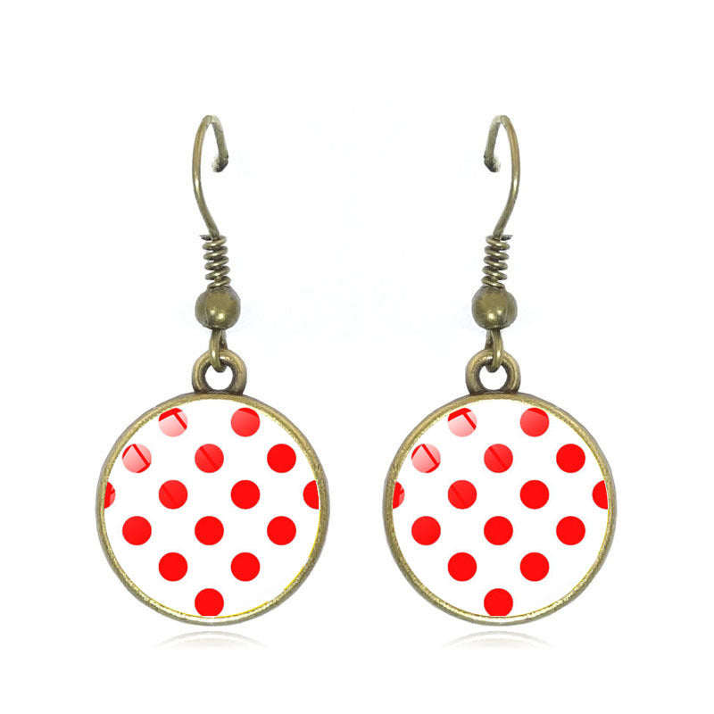 Wholesale Polka Dot Pattern Time Gemstone Earrings