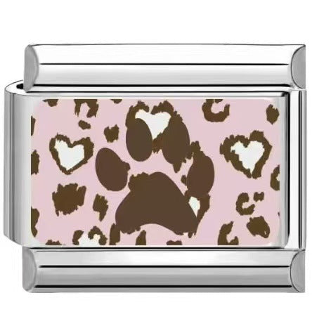Wholesale Trendy Paw Print Leopard Pattern DIY Stainless Steel Bracelet Charms Jewelry Accessory