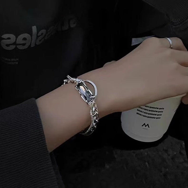 Wholesale  Light Luxury Diamond Couple's Titanium Steel Bracelet