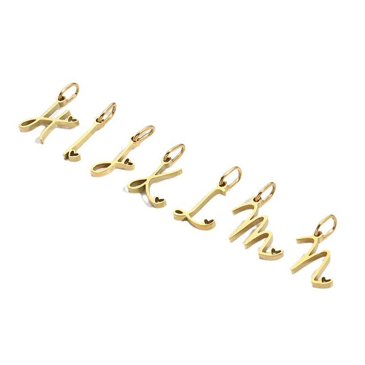 Wholesale 26 English round letters titanium steel pendant