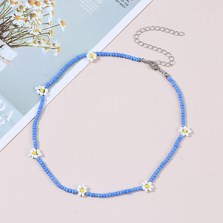 Wholesale Ethnic Style Rice Bead Flower Necklace