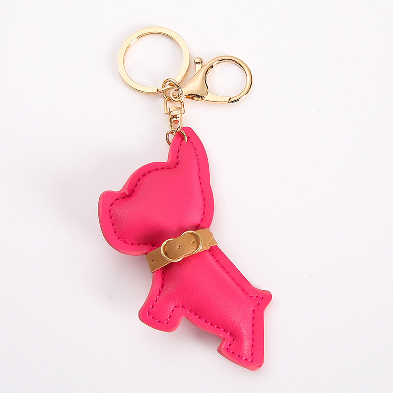 Wholesale Chic Black PU Leather Cartoon Dog Keychain Car Key Accessory Bag Charm Gift