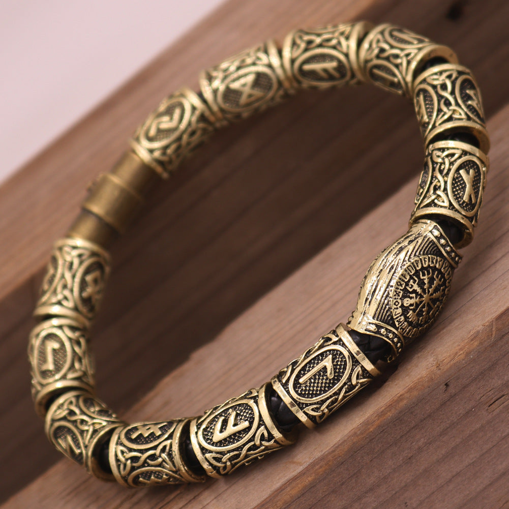 Wholesale Viking Odin Rune Compass Beard Beads Alloy Bracelet ACC-BT-Hongg001