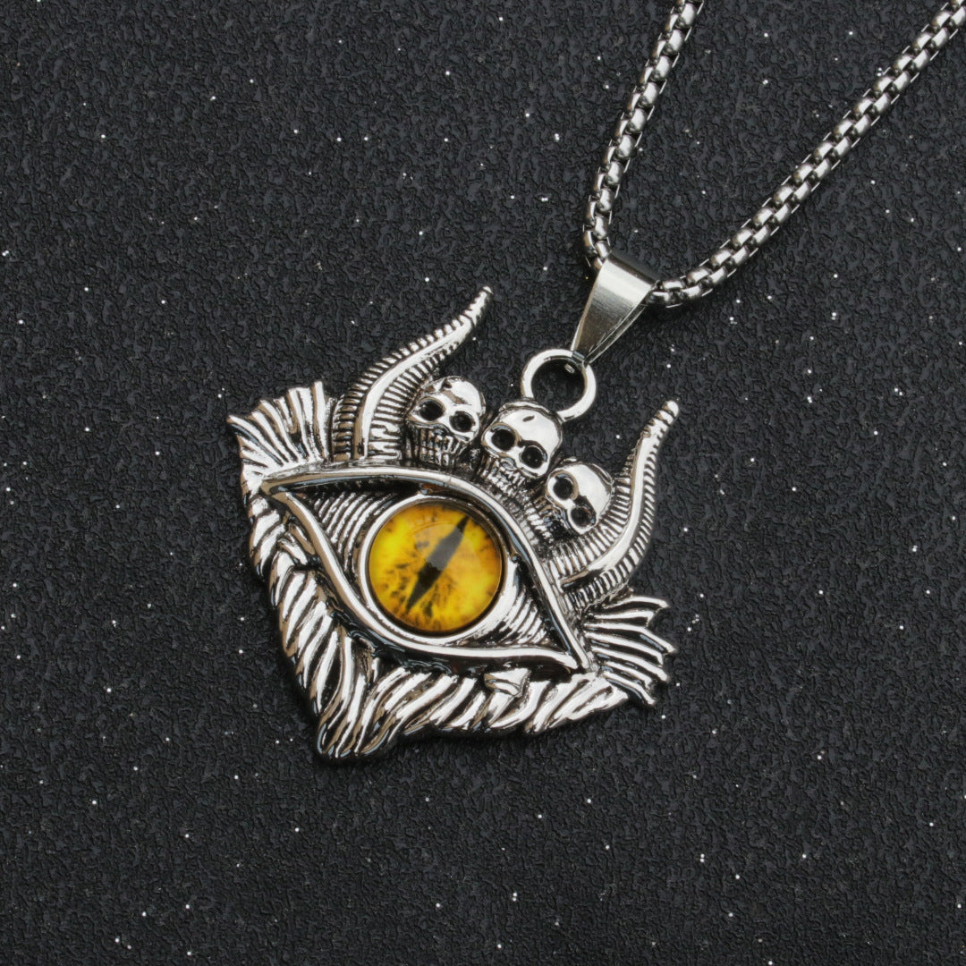 Wholesale Vintage Punk Spaceship Blue Eyes Stainless Steel Pendant Necklaces ACC-NE-XuanChao001