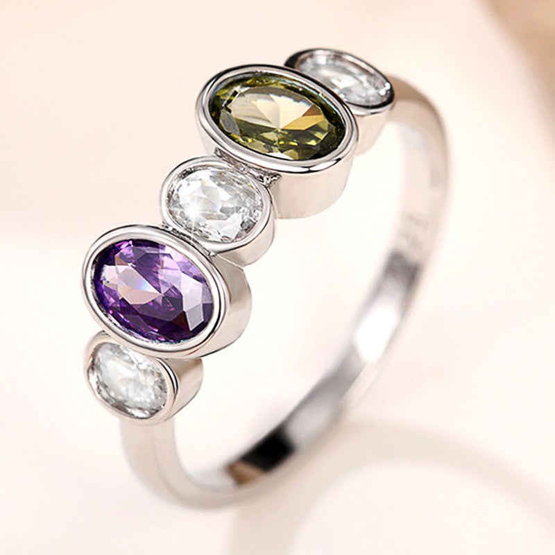 Wholesale Colored copper-inlaid zircon rings
