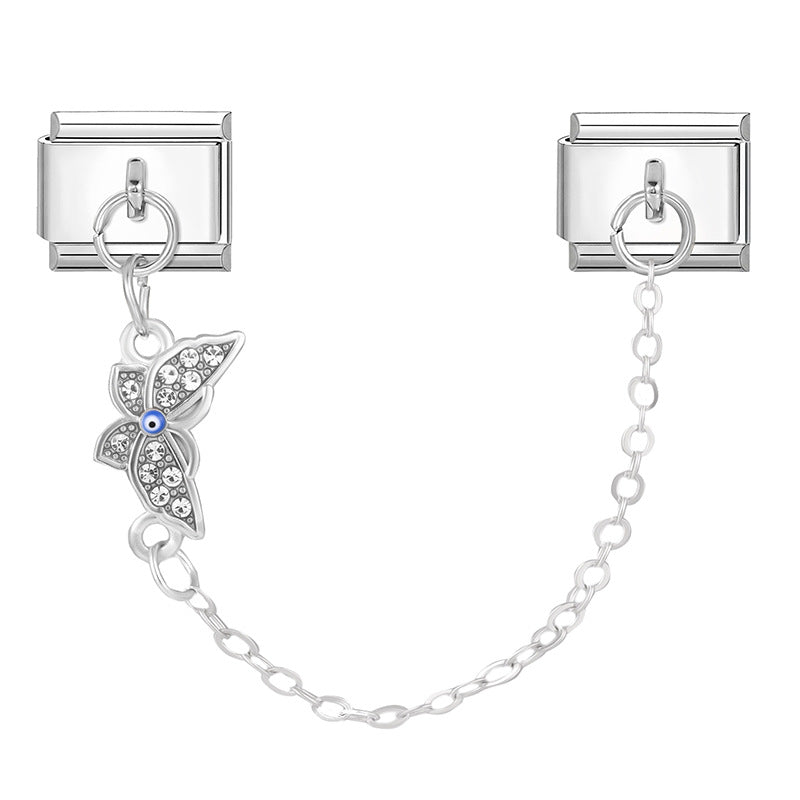 Wholesale 9mm Italian Charm Starter Bracelets DIY eyse double-pendant Creative Stainless Steel Composable Bracelet