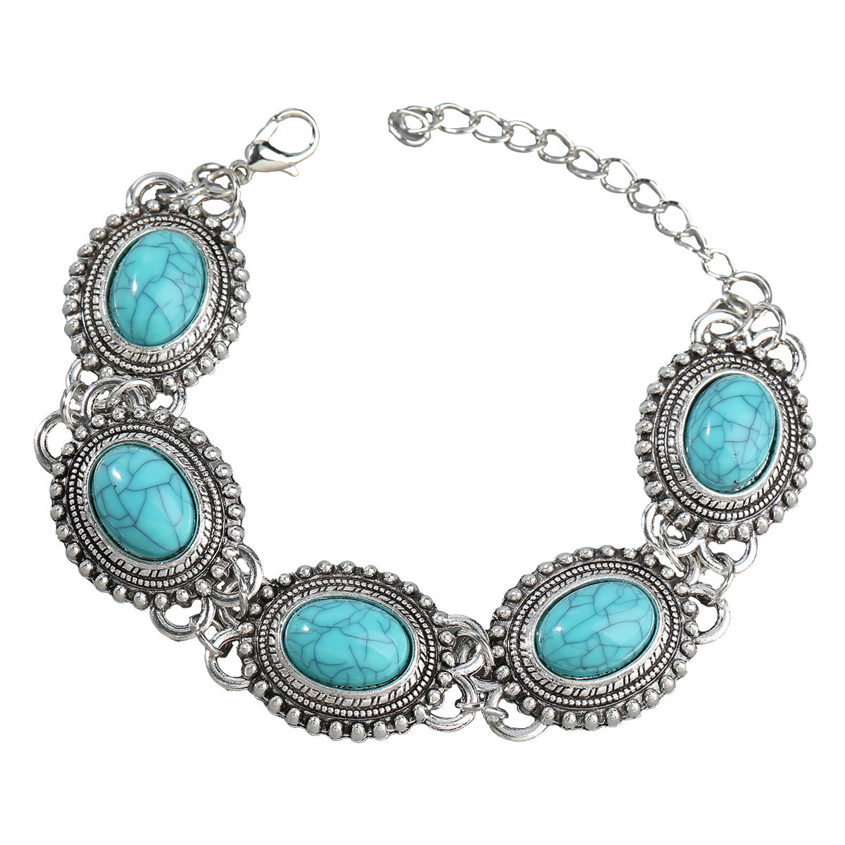 Wholesale Exaggerated Alloy Turquoise Hip Hop Bracelet ACC-BT-JL001