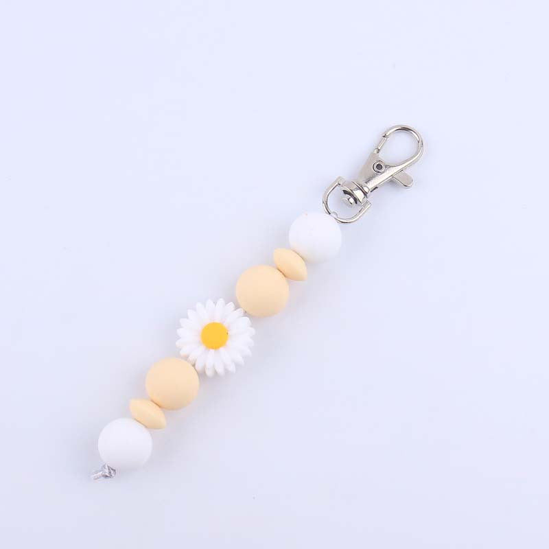 Wholesale Silicone Daisy Beaded Keychain