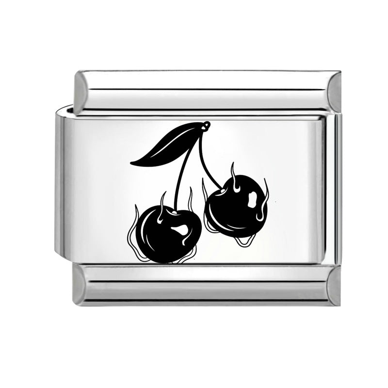 Wholesale  Italian Charm Bracelet 9mm DIY Splicing Removable Strawberry Cherry Stainless Steel Composable Bracelet