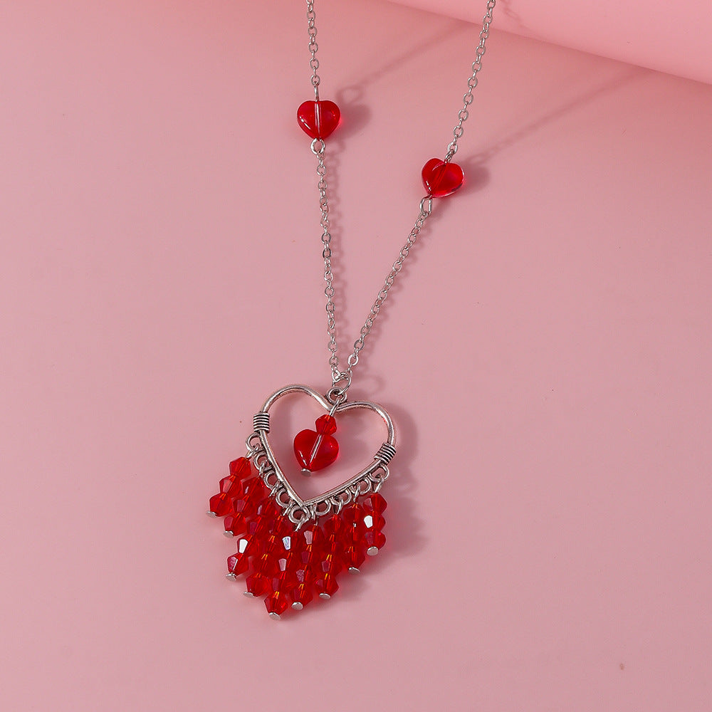 Wholesale Valentine's Day Heart Tassel Necklace ACC-NE-YueSen017