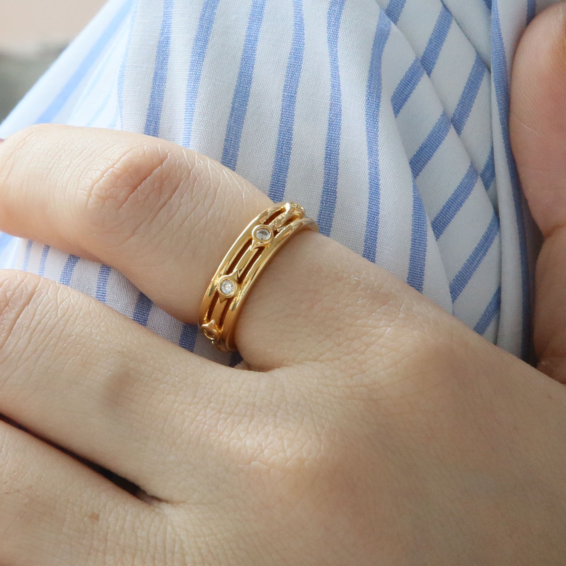 Wholesale  18k Golden Brass Devil's Eye Religious Ring