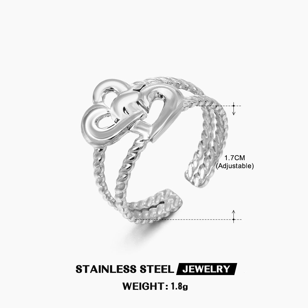 Wholesale Stainless Steel Love Heart 18K Gold Plated Ring