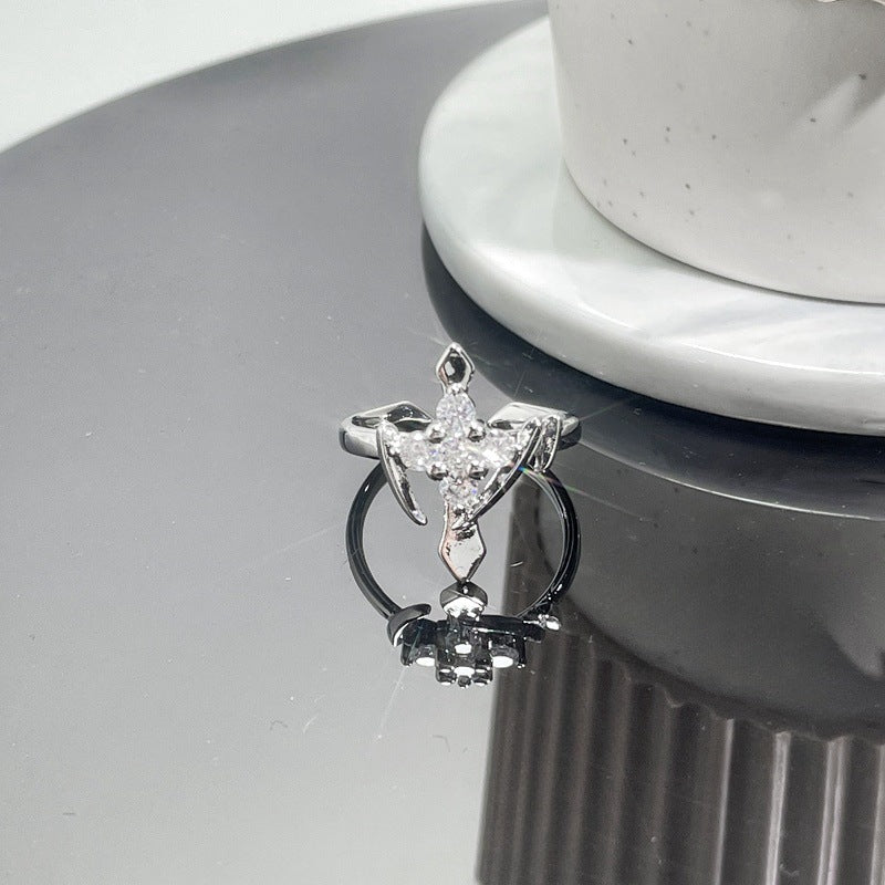 Wholesale  retro cross punk dark personality open ring