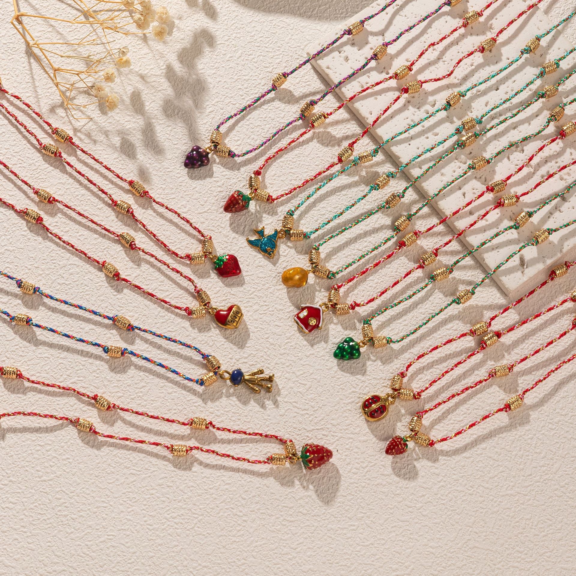 Wholesale Titanium Steel Necklace Fruit Ocean Drop Oil Color Pendant Necklace