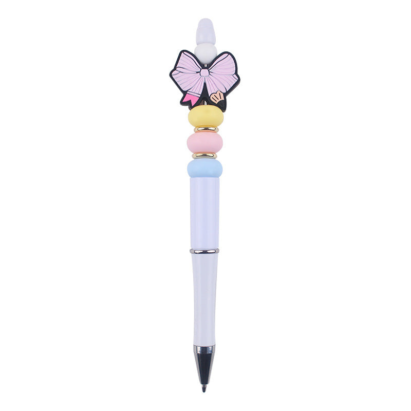Wholesale  Teachers' Day Beaded Pen DIY Creative Cartoon Bow Silicone Beaded Pen