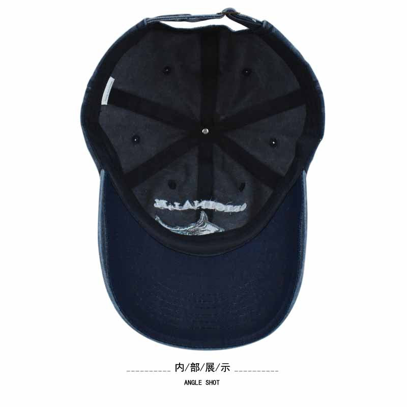 Wholesale  washed distressed baseball cap embroidered shark cotton sun hat