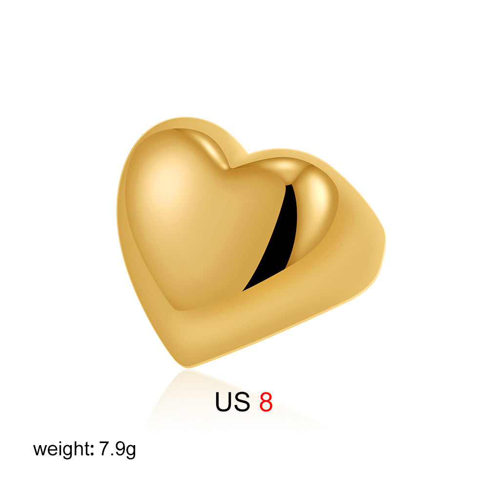 Wholesale  18K gold love ring smooth finger ring shaped zircon necklace