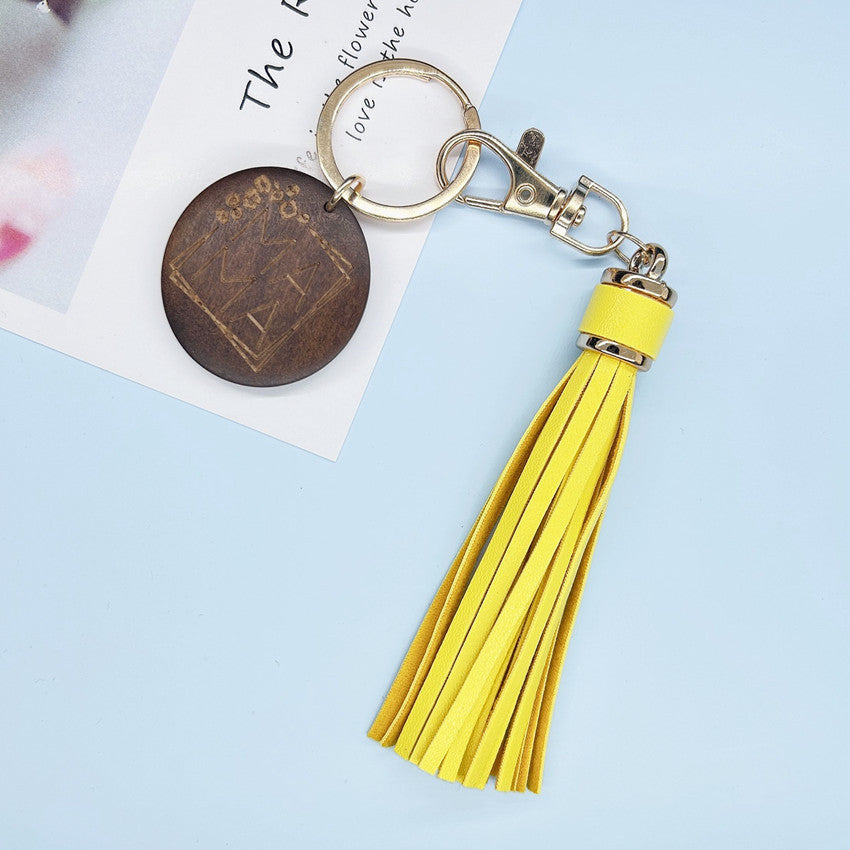 Wholesale Wooden MOM Mother's Day Tassel Creative Keychain