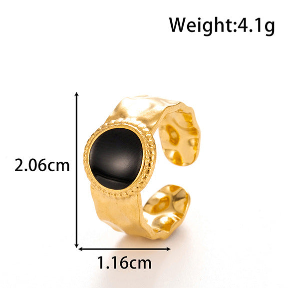Wholesale  Titanium Steel Oil Dropping Geometric Light Luxury Opening Adjustable Ring