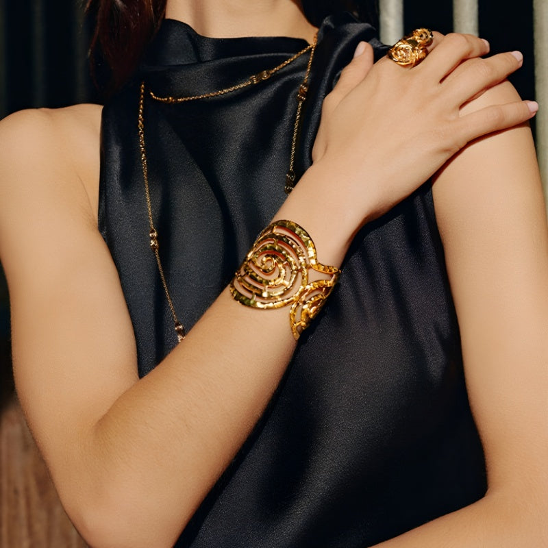 Wholesale Gold Iron Spiral Open Cuff Bracelet Women S Chic Swirl Arm Jewelry Gift