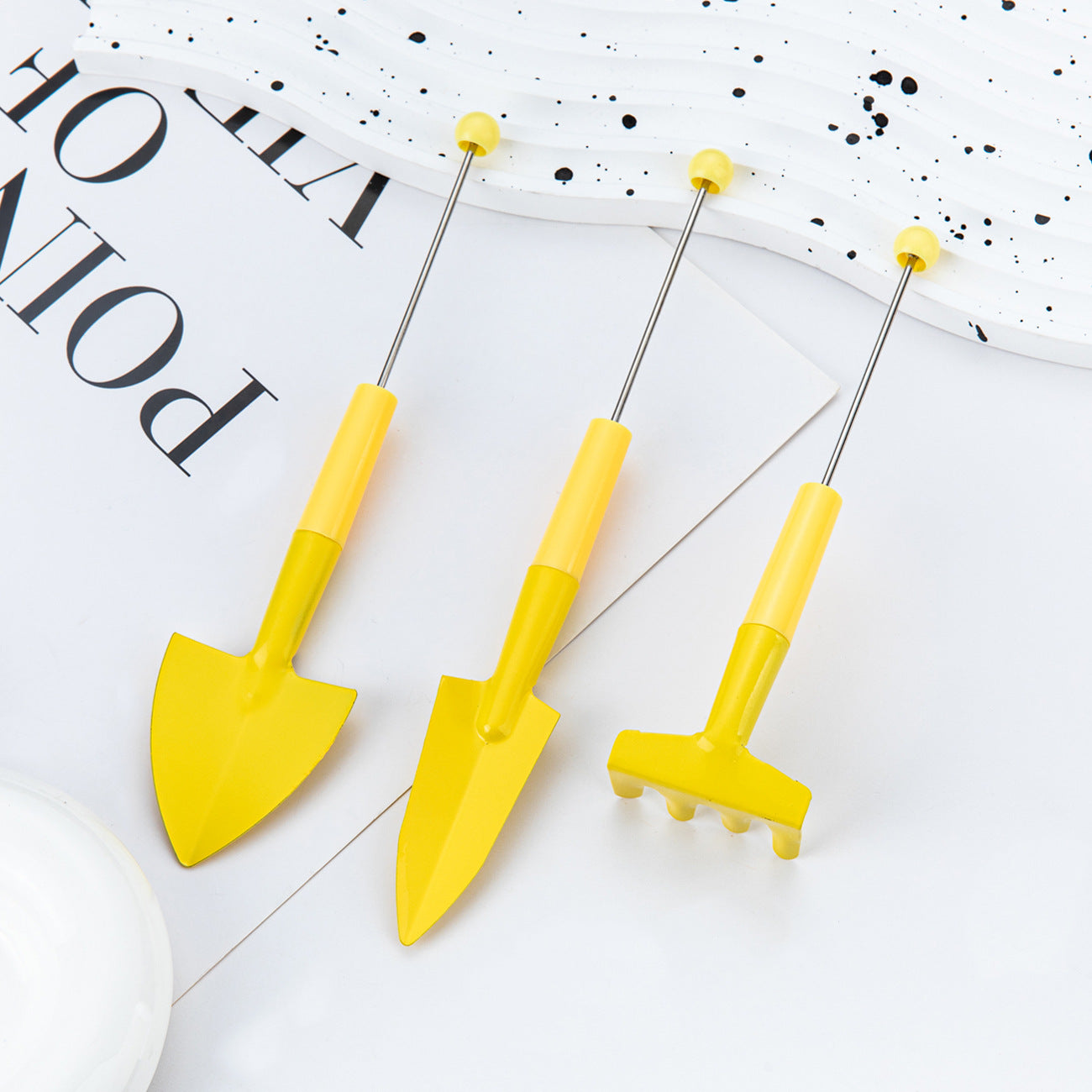 Wholesale DIY Beadable Mini Garden Tools Set Macaron Color DIY Beaded RoseFlower Succulent Plants Tools