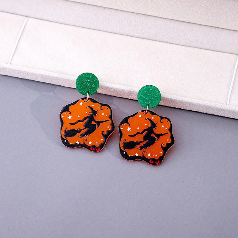 Wholesale Halloween Cartoon Ghost Acrylic Earrings ACC-ES-MDD044