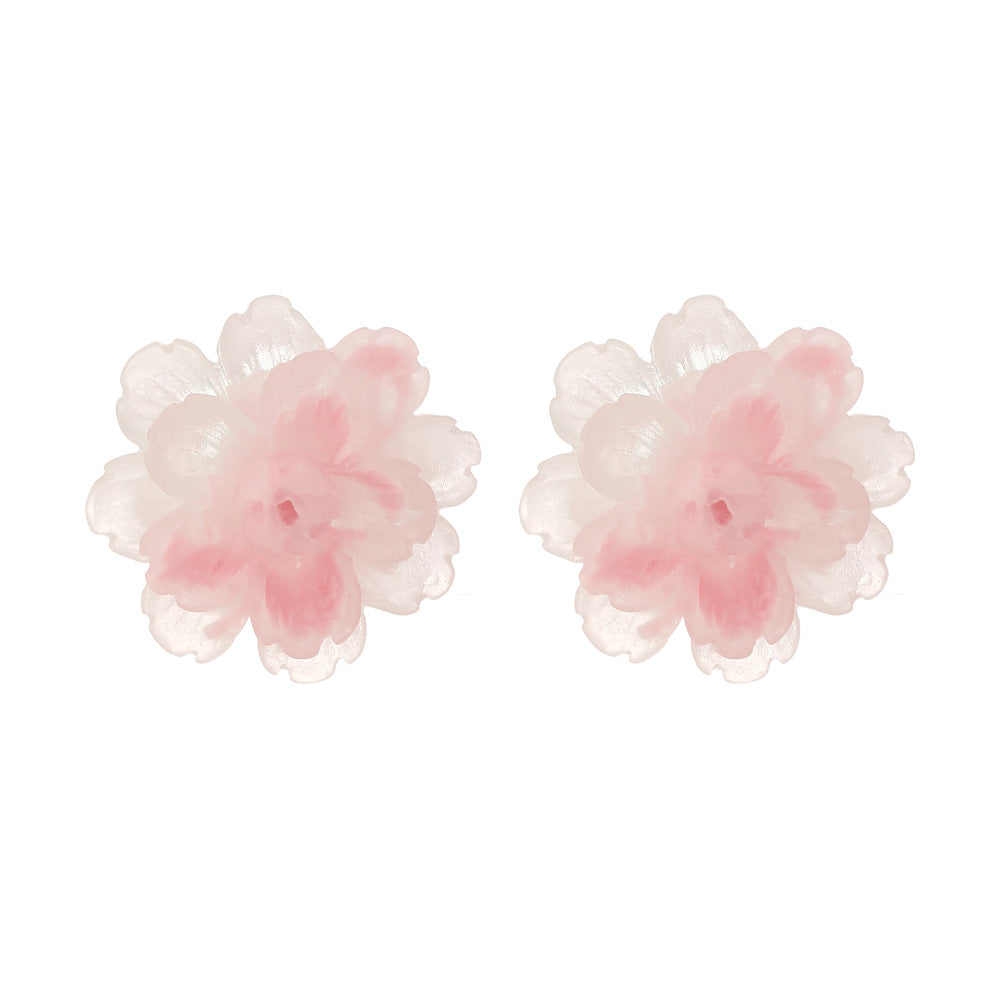 Wholesale Cute pink resin flower earrings