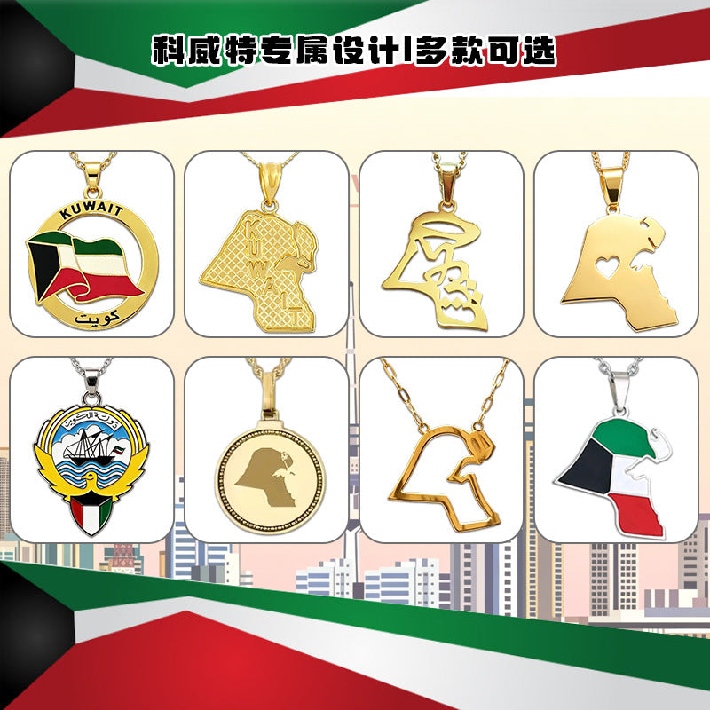 Wholesale Kuwait Map Pendant Necklace Fashion Accessory Party Gift