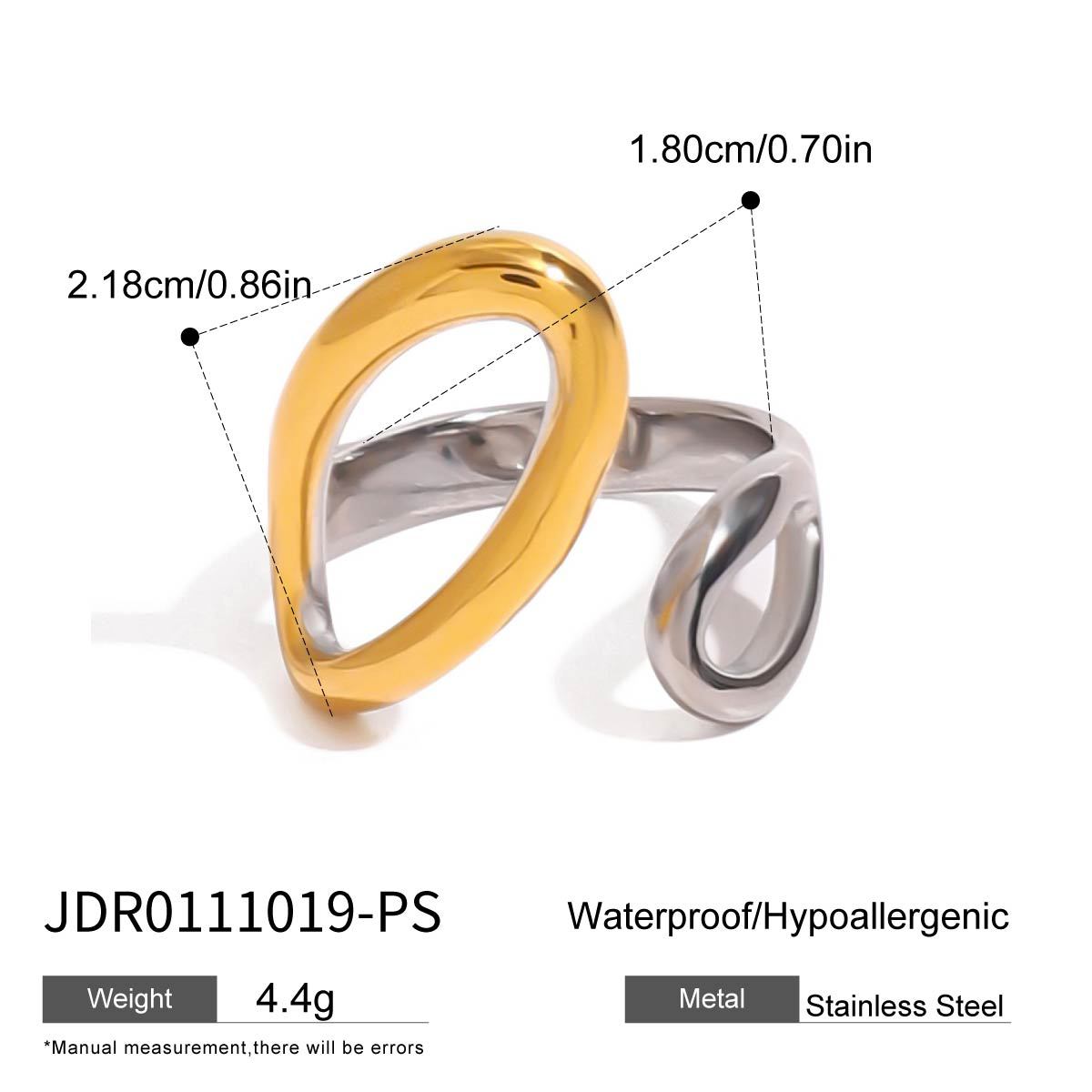 Wholesale  exaggerated ring 18k gold stainless steel gold and silver color matching  adjustable opening ring