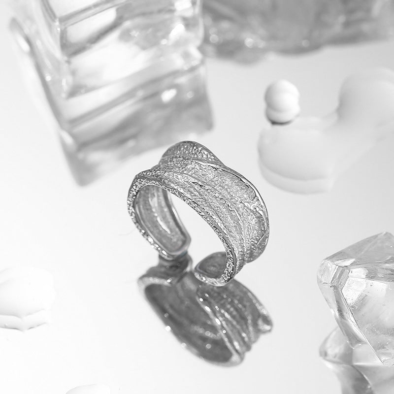 Wholesale Pleated Plain Ring Women's Sterling Silver Irregular Light Luxury Rings