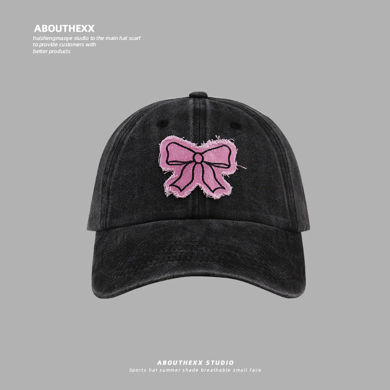 Wholesale  Cute  Bow Hat Washed Baseball Cap