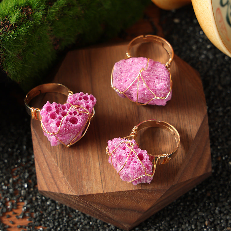 Wholesale Wire Wrapped Natural Amethyst Ring Rough Stone Crystal Jewelry Fashion Accessory Everyday Wear Gift And Boutique Resale