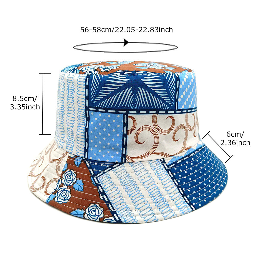 Wholesale  Geometric Fisherman Hat Color-matching Printed Double-sided Basin Hat Bucket Hat