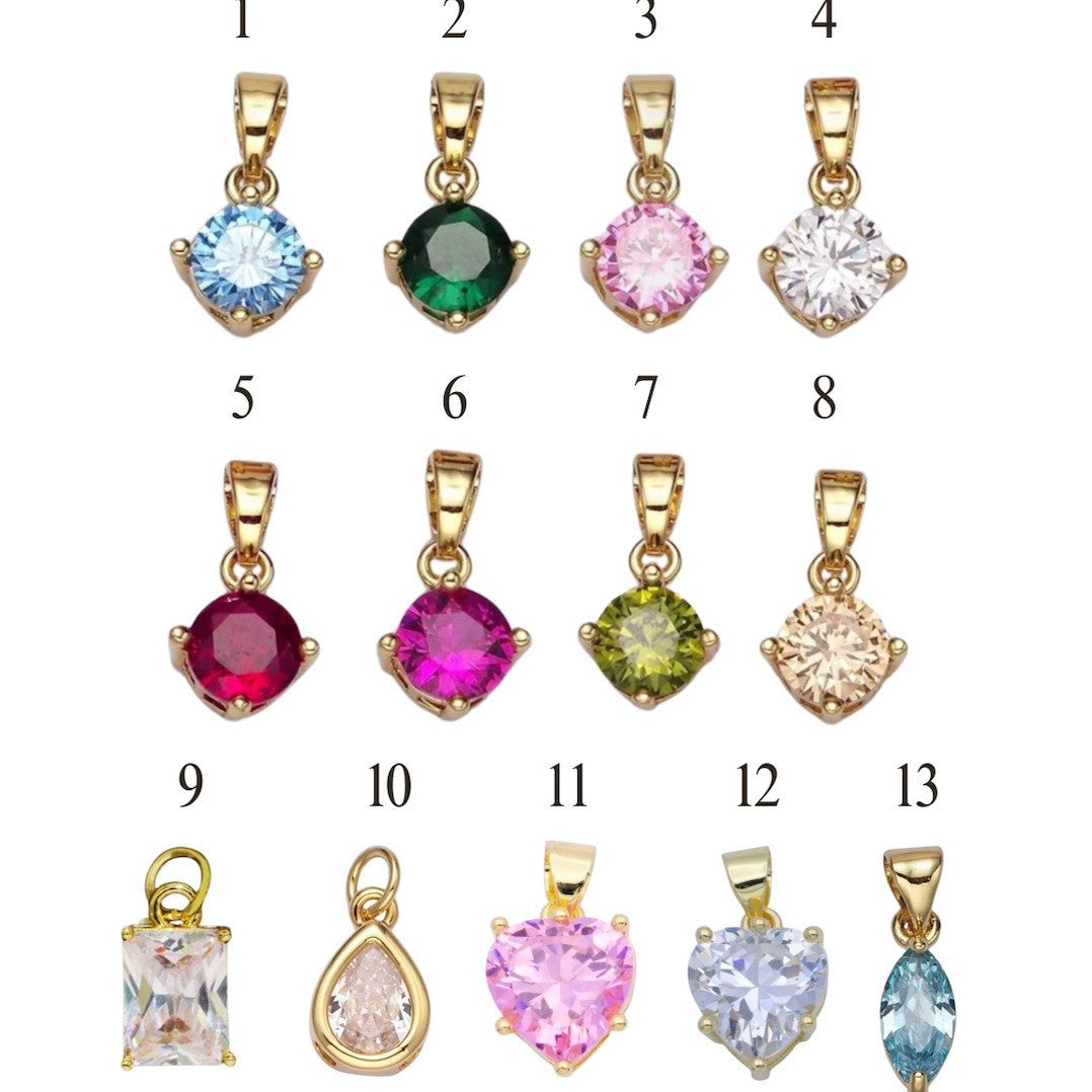 Wholesale DIY Birthstone Pearl Colorful Zircon Star Pendant Stainless Steel  Accessories