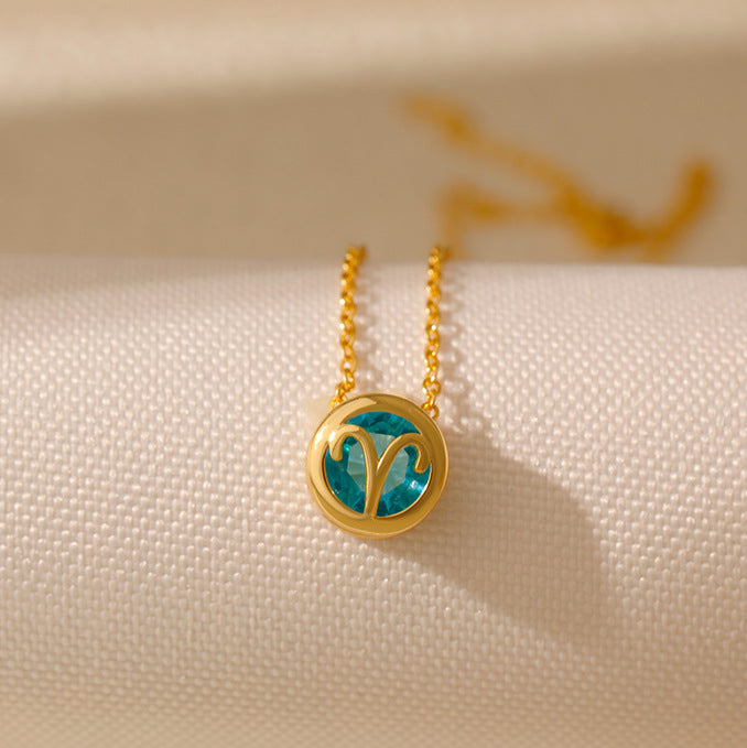 Wholesale Stainless steel Double-sided Hollow Twelve Constellations Necklace