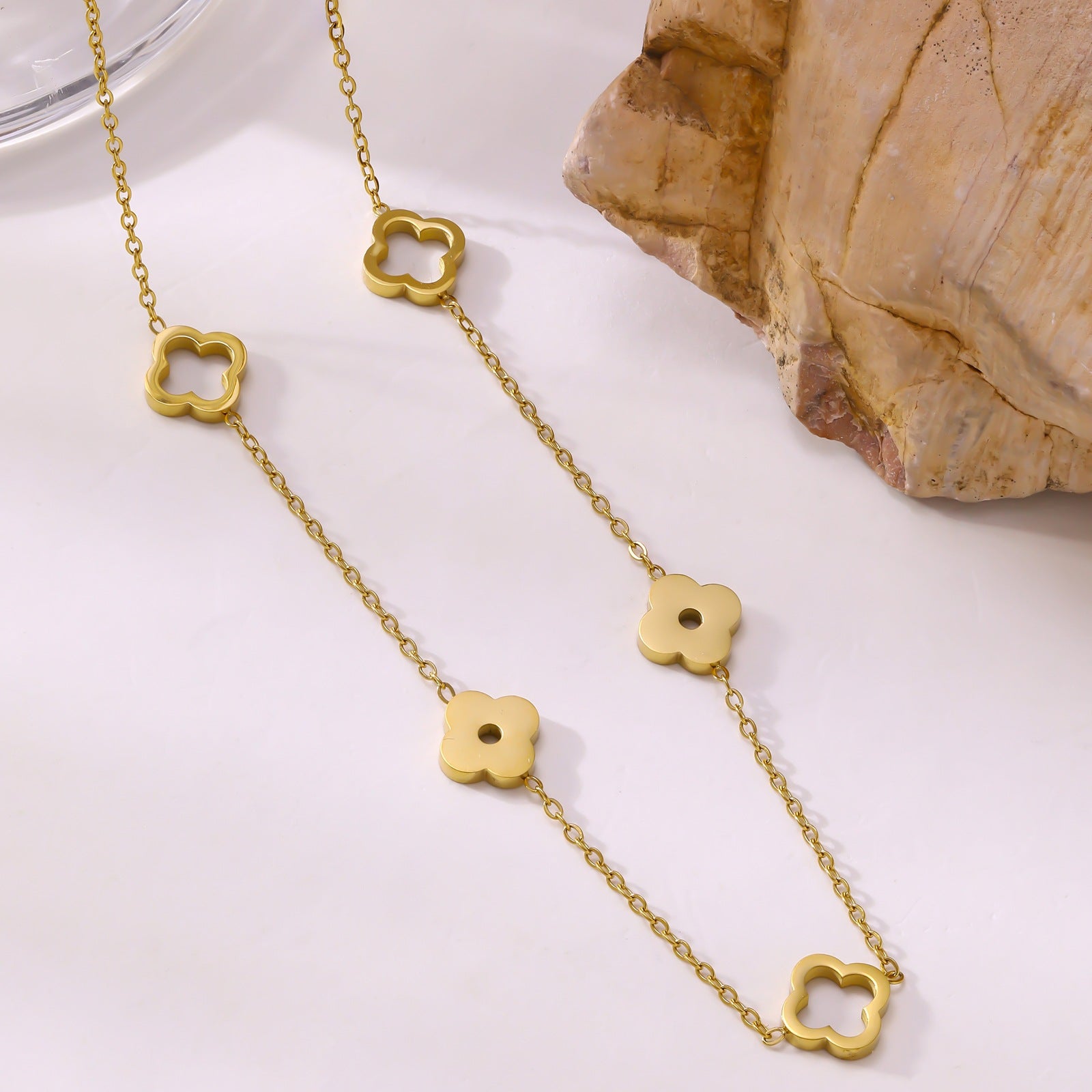 Wholesale Steel Titanium Four-Leaf Clover Necklace ACCVIP