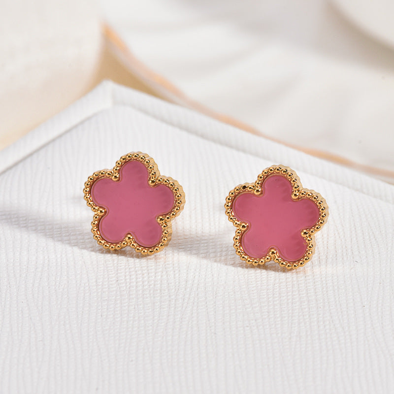 Wholesale 2PCS Stainless steel flower earrings